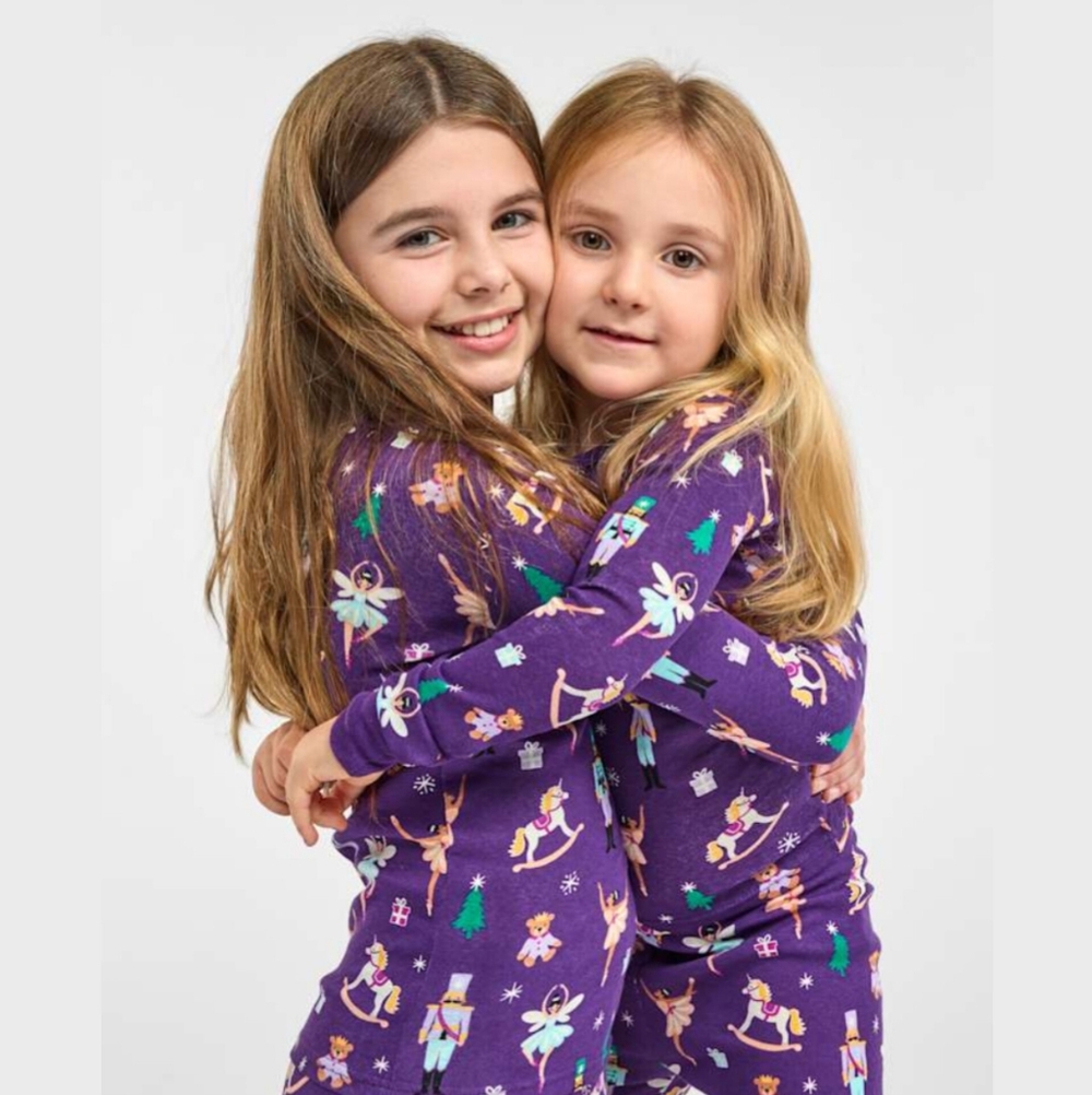 Children's Place Glow Nutcracker Ballerina & Bear Snug Fit Purple Cotton Pajamas - Picture 3 of 7
